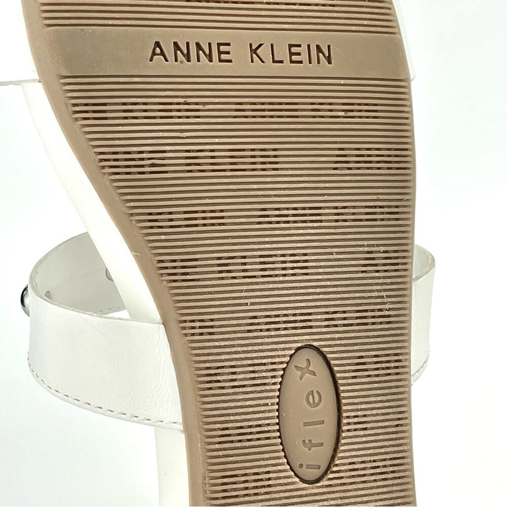 Anne Klein Iflex Ely Flat Slide Sandal Size 8.5 White Faux Leather Cushioned - Picture 10 of 16
